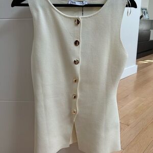 Zara Cream Button-Down Blouse- new with tag